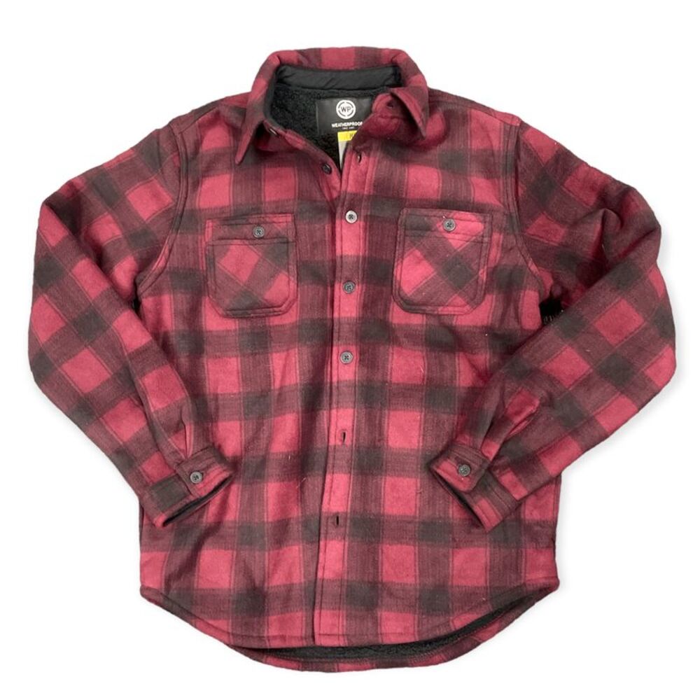 Tawny Port Red - WP Weatherproof Men's Button Down Sherpa Lined Work Shirt Jacke